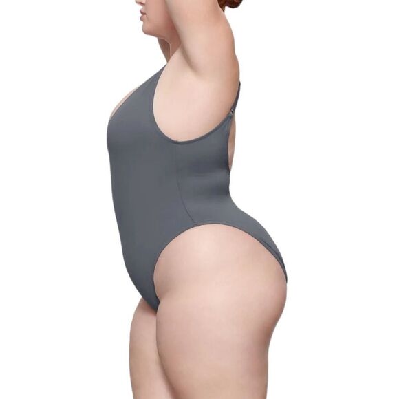 NWT SKIMS Signature Swim Scoop Neck One Piece Swimsuit In Gunmetal Gray - Picture 3 of 8